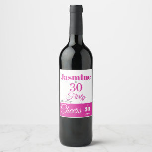 30 & Rótulo de Vinho Rosa Quente Brilhante