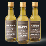 30 Rustic 40th Happy Birthday Party Mini<br><div class="desc">Rústica Wood 30 40th Happy Birthday Party - Mini rotulagem de vinho</div>