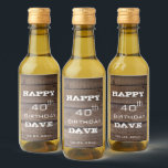 30 Rustic 40th Happy Birthday Party Mini<br><div class="desc">Rústica Wood 30 40th Happy Birthday Party - Mini rotulagem de vinho</div>