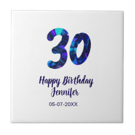 30th birthday add name date year blue sparkle