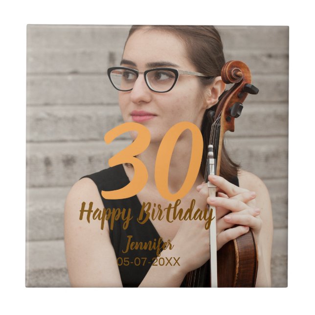 30th birthday add name date year white photo (Frente)