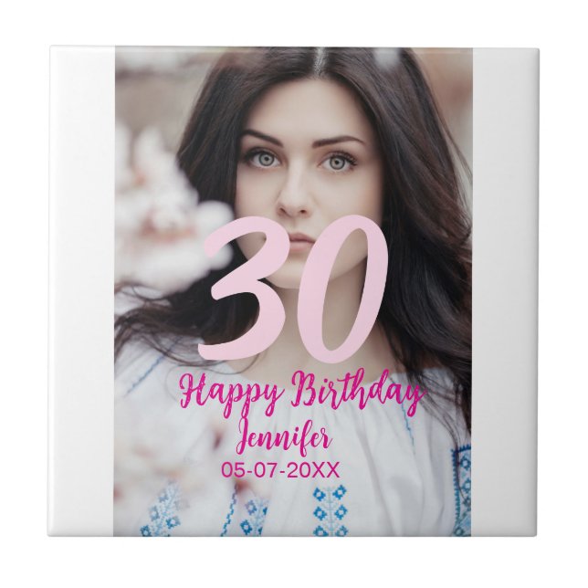 30th birthday add name date year white photo (Frente)