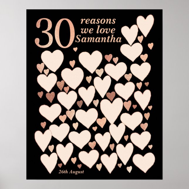 30th Birthday Poster - 30 Reasons We Love You (Frente)