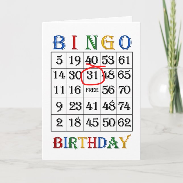 31º Cartão Bingo de Aniversário (Frente)