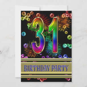31º Convite de aniversário com bolhas