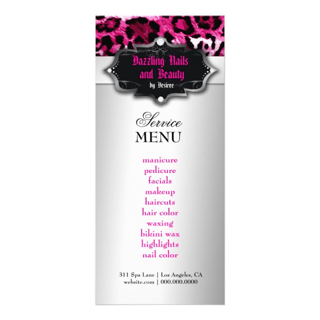 311 Barroco Boutique Cartão Leopardo Rosa Quente (Frente)