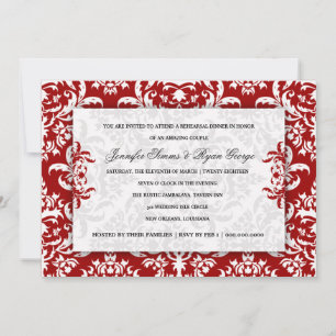 311 Convite para Jennifer Red Velvet Damask
