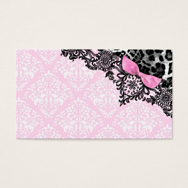 311 Dream in Leopard & Lace Girly Pink Name Card (Frente)