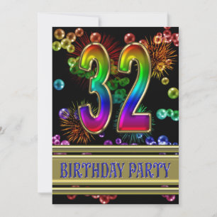 32º Convite de aniversário com bolhas