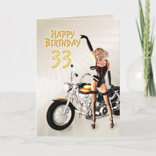 33º Cartão de aniversário com moto
