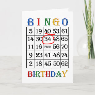 34.o Cartão Bingo de Aniversário