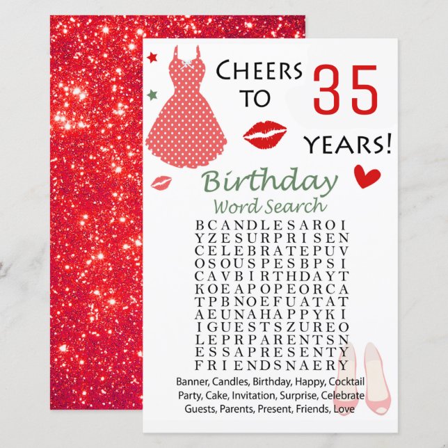 35º Aniversário do Jogo de Pesquisa do Word (Frente/Verso)