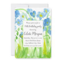 35º Convite de aniversário Azul Flores