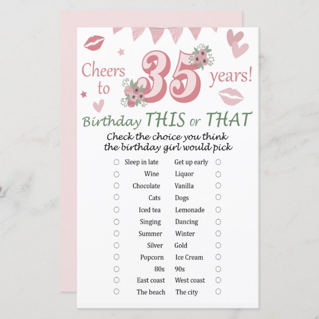 35. º aniversário Este ou Aquele Jogo (Frente/Verso)