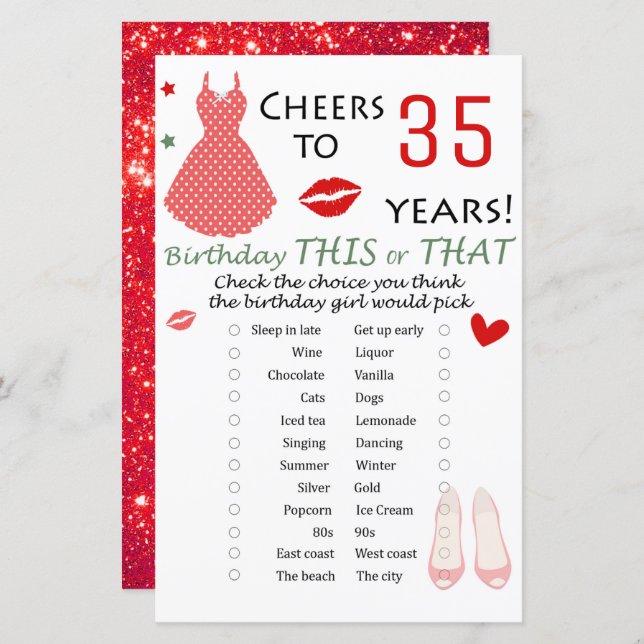 35.º aniversário Este ou Aquele Jogo (Frente/Verso)