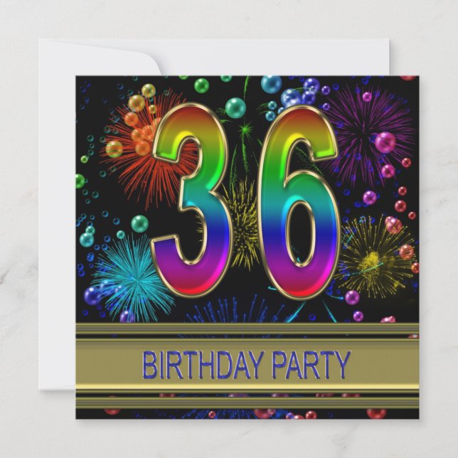 36º Convite de aniversário com bolhas (Frente)