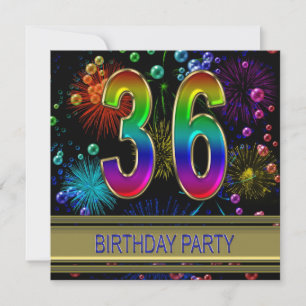 36º Convite de aniversário com bolhas