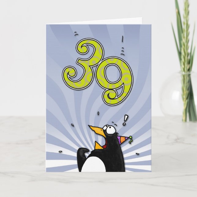 39.º Aniversário - Cartão Surpresa de Pinguim (Frente)
