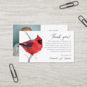 3,54x2,165 Funeral Cardeal Obrigado Cartão com fot