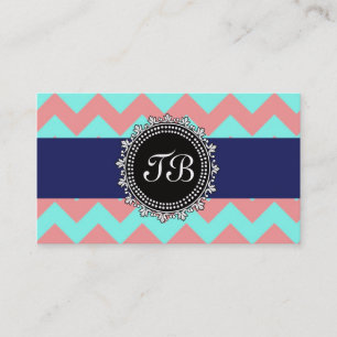 3,5" x2.0" cartão de visita Chevron Seafoam&Salmo