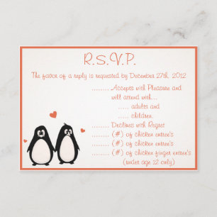3,5 x 5 Cartão de Resposta R.S.V.P Pinguim Amor/Co