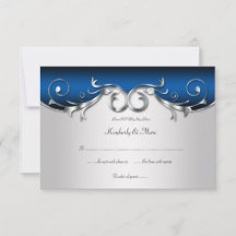 3.5x5 Elegante Azul e Prata RSVP
