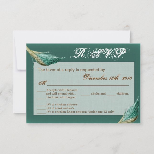 3.5x5 R.S.V.P. Cartão Animal Quail Feather Mono (Frente)