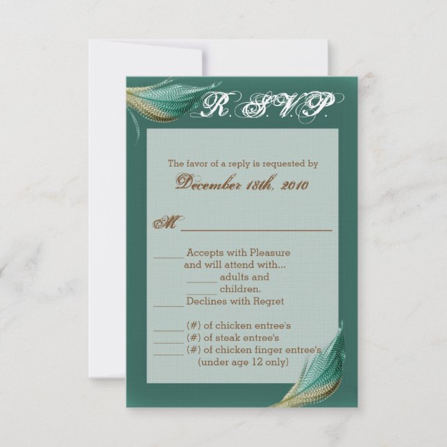 3.5x5 R.S.V.P. Cartão Animal Quail Feather Mono (Frente)