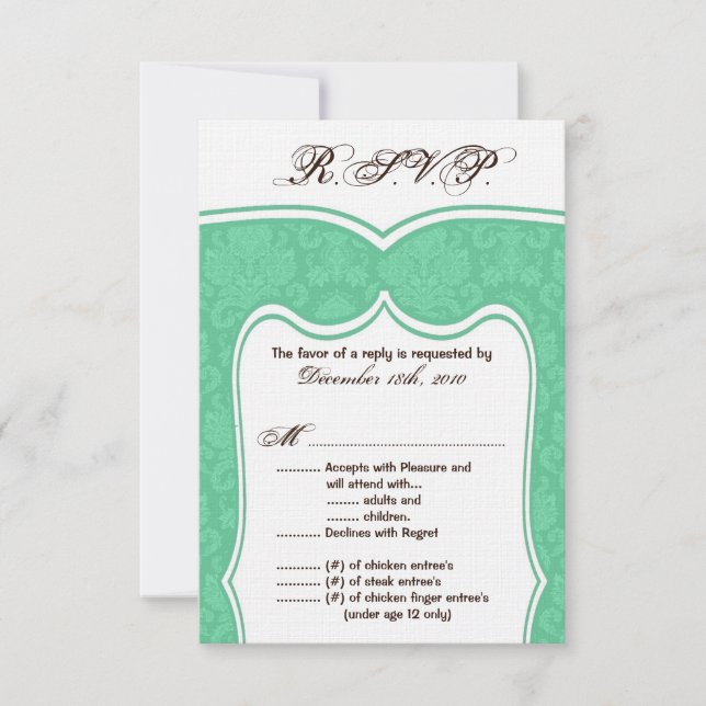 3.5x5 R.S.V.P. Cartões - Damasco de Casamento (Frente)