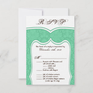 3.5x5 R.S.V.P. Cartões - Damasco de Casamento