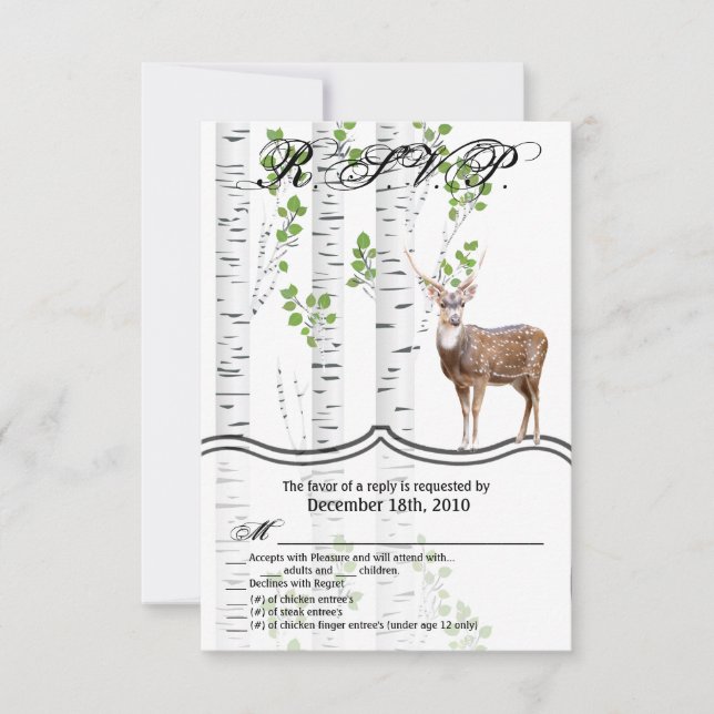 3,5x5 R.S.V.P. Cartões Woodland Deer Doe Buck Hunt (Frente)