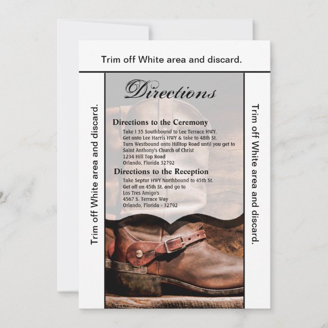 3.5x6 Direções Cartão Cowboy Boots Barn Wood Ritis (Frente)