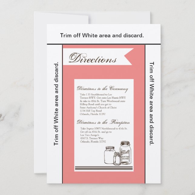 3,5x6 Direções Cartão Mason Jar Country Rustic Vas (Frente)