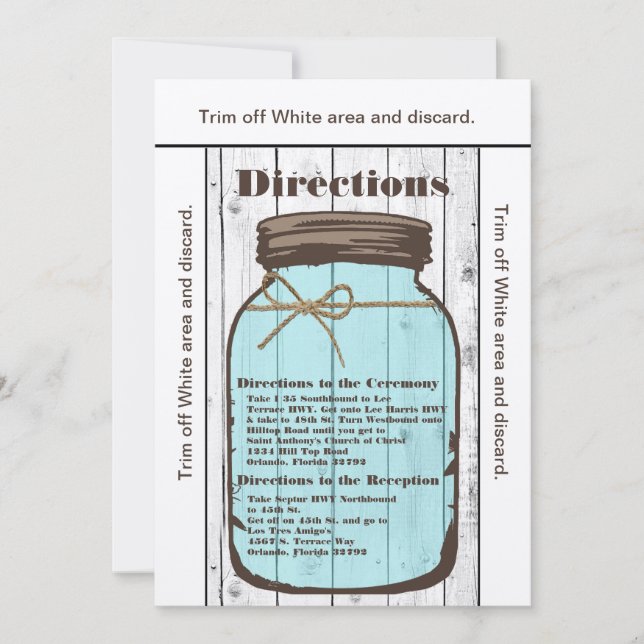 3,5x6 Direções Cartão Mason Jar Wood Country Rusti (Frente)