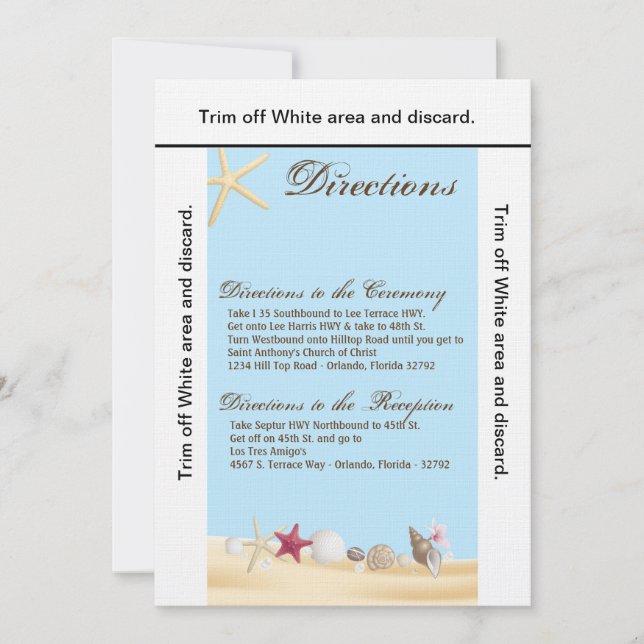 3.5x6 Direções para Conchas de Mar de Cartão Ocean (Frente)