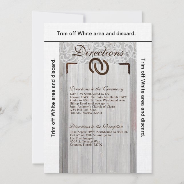 3,5x6 Direções Sapatos de cavalos Cartão Madeira (Frente)