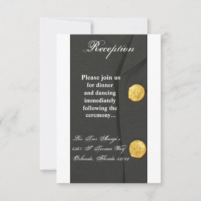 3,5x7 CARTÃO DE RECEPÇÃO ARMY DRESS GREENS UNIFORM (Frente)