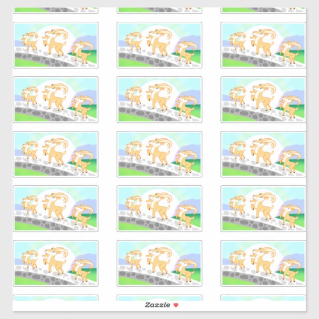 3 adesivos de contorno Gruff do Billy Goat (Folha)