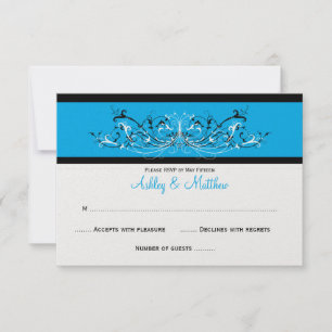 #3 Azul Elegante Preto Branco Rolos RSVP