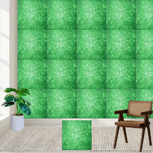 3 Azulejo de cerâmica Emerald Green Glitter Sparkl