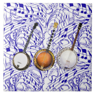 3 BANJOS EM NOTAS AZUIS DA MÚSICA