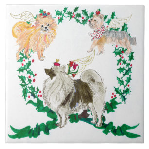 3 cães que descascam para o azulejo Trivet do
