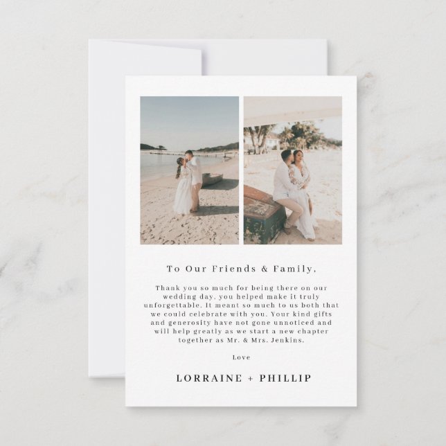 3 cartões de agradecimentos de casamento moderno f (Verso)