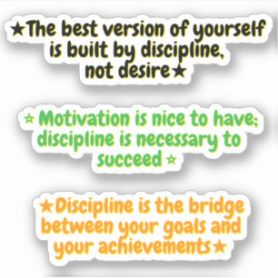 3 Citações de Disciplina Sobre Motivação Adesivo