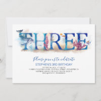 3 Convite De Aniversário Sob O Golfinho Marítimo