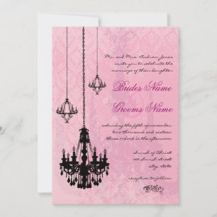 3 Convite para Casamento tema damasco Rosa de Chan