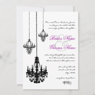 3 Convites para Casamento de Chandeliers Negros