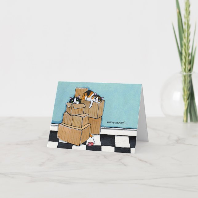 3 gatos e caixas | Movimentamos o Cartão de Nota (Frente)