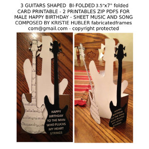 3 Guitars Song Sheet Music Man Happy Birday Card