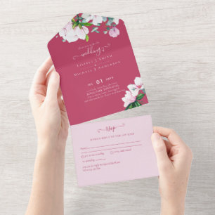 3 in1 Pink Magnolias Sage Eucalyptus Weding RSVP A
